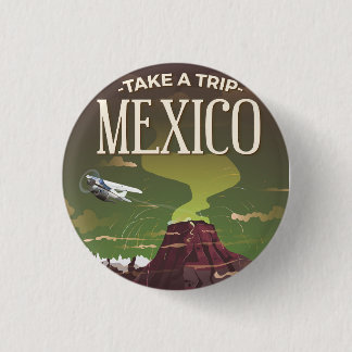 Mexican Volcano vintage travel poster 3 Cm Round Badge