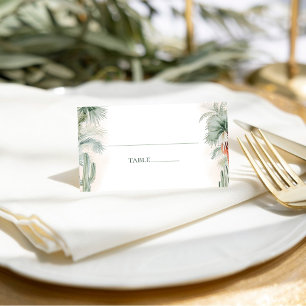 Mexican Watercolor Cactus Palm Tree Wedding  Place Card
