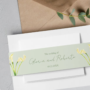 Mexican Wedding Calla Lily & Green Romantic Boda Invitation Belly Band