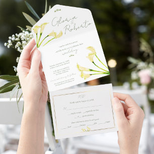 Mexican Wedding Calla Lily Minimalist All In One Invitation