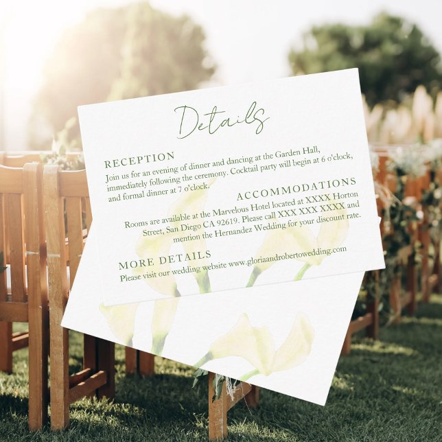 Mexican Wedding Calla Lily Romantic Boda Details Enclosure Card (Creator Uploaded)