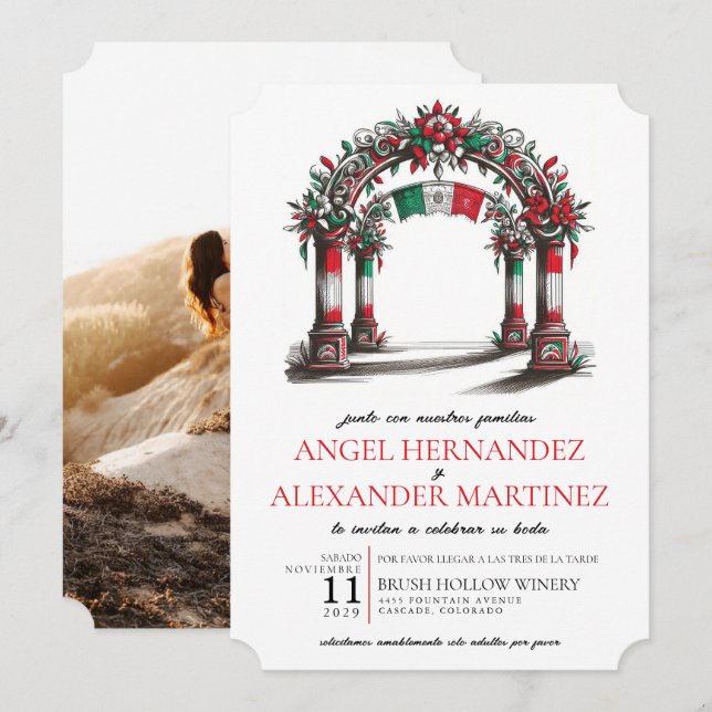 Mexican Wedding Celebration with Photo Invitation (Front/Back)