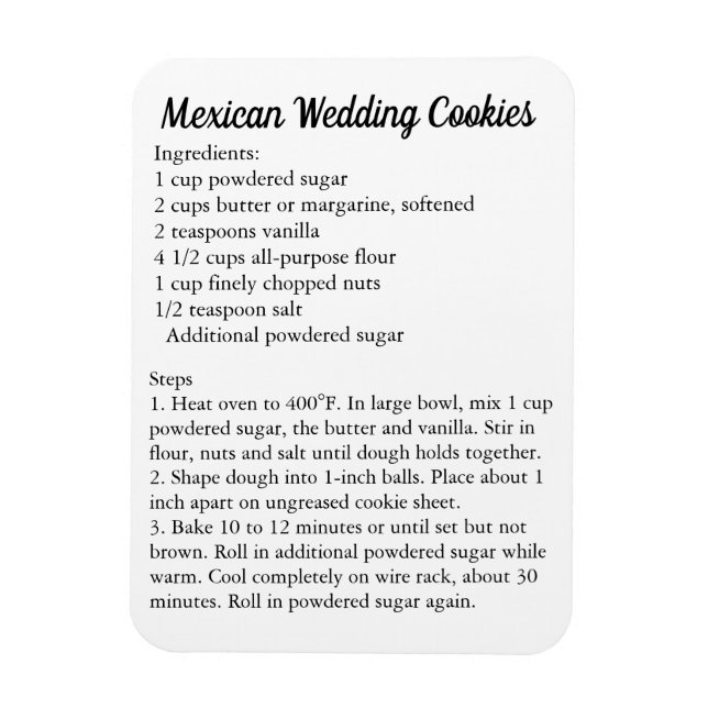 Mexican Wedding Cookies Recipe Thank You Gift Magnet (Vertical)