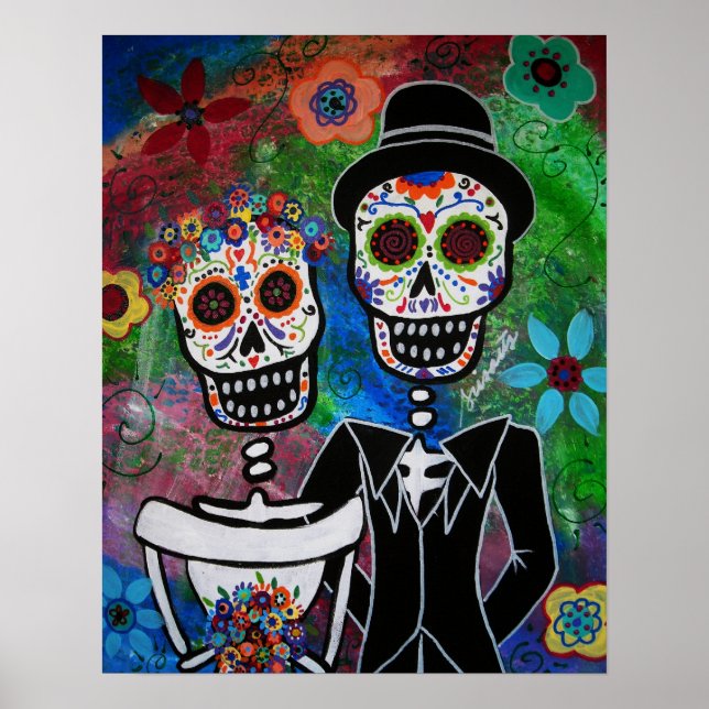 Mexican Wedding  Folk Art Painting Poster (Front)