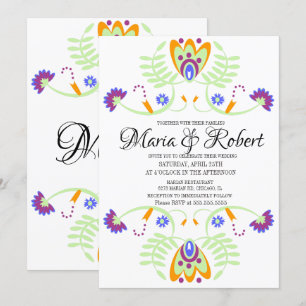Mexican Wedding Folk Floral Bold Weddings Invitation
