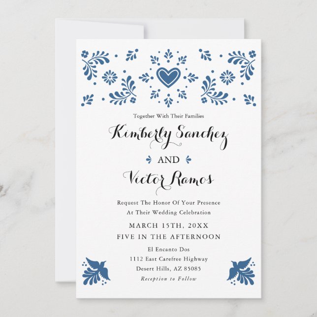 Mexican Wedding Invitation Talavera Inspired (Front)