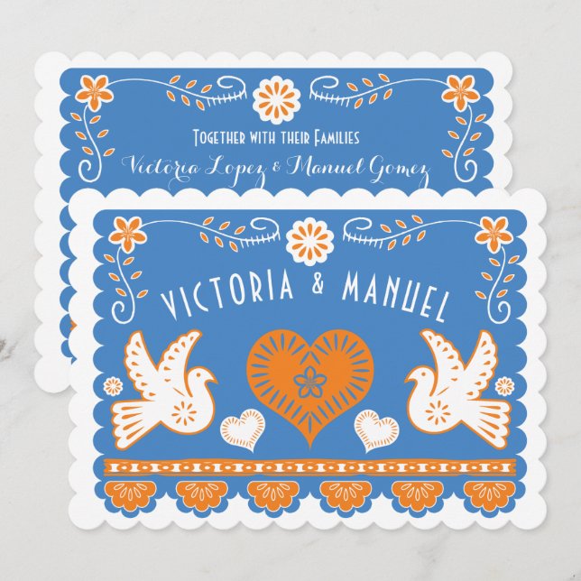Mexican Wedding Papel Picado Invitation (Front/Back)