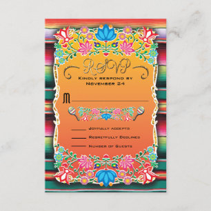 Mexican Wedding Rug and Floral RSVP Card