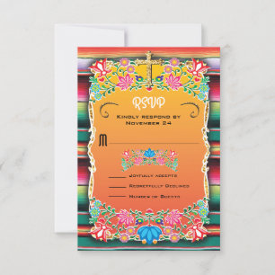 Mexican Wedding Rug and Floral RSVP Card