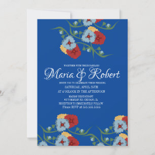 Mexican Wedding Theme Greenery Vine Floral Blue Invitation
