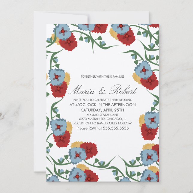 Mexican Wedding Theme Greenery Vine Floral Bunch Invitation (Front)