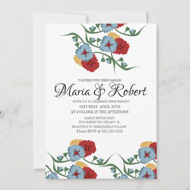 Mexican Wedding Theme Greenery Vine Floral  Invitation (Front)
