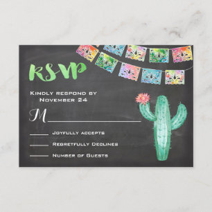 Mexican Wedding Watercolor Cactus RSVP Card