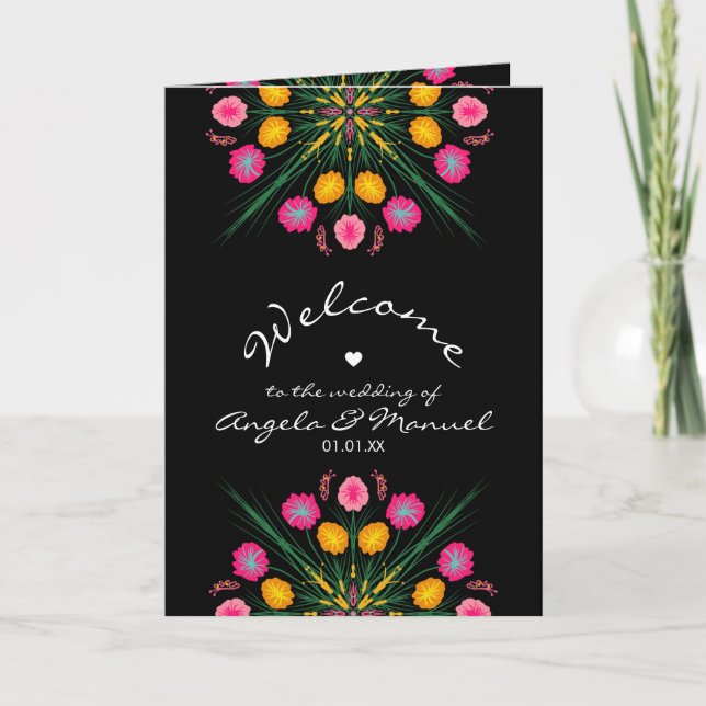 Mexican Wedding Welcome Floral Butterfly    Programme (Front)