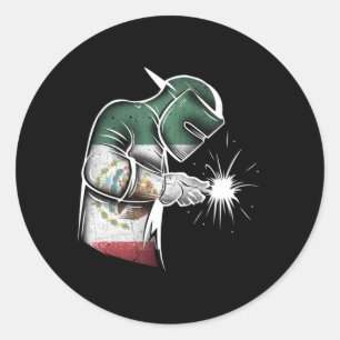 Mexican Welder Mexican Flag Classic Round Sticker