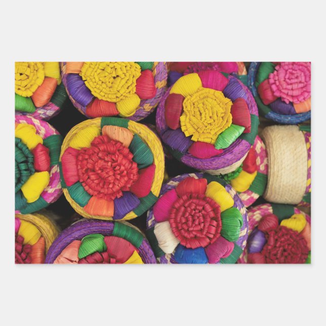Mexican Wicker Boxes Wrapping Paper Sheet (Front)