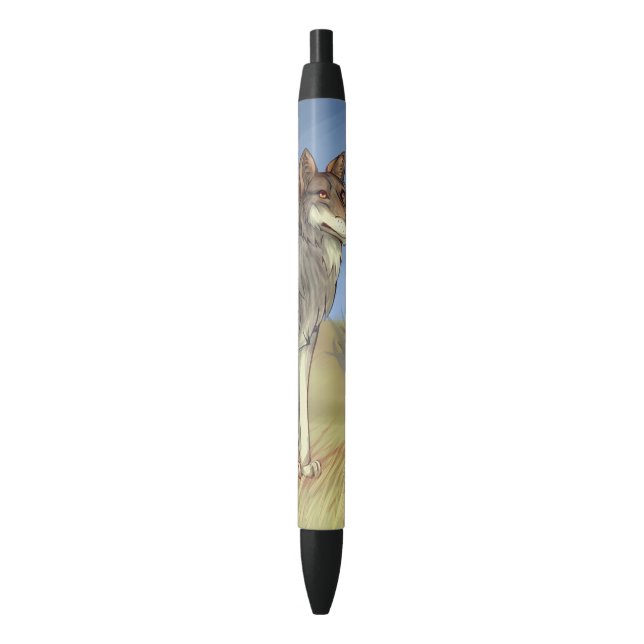 Mexican Wolf Black Ink Pen (Front Vertical)