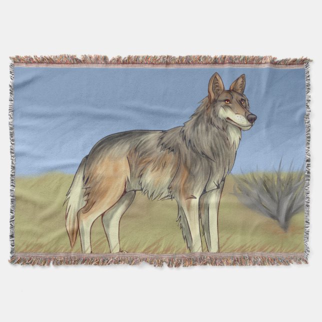 Mexican Wolf Throw Blanket (Front)