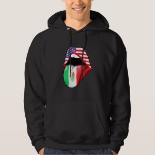 Mexican Women Roots American Grown Lips Flag Usa M Hoodie