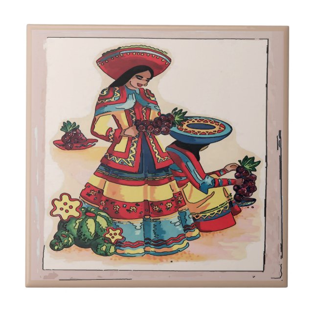 Mexican Women Tile Mural (Front)