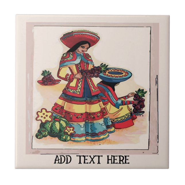 Mexican Women Tile Mural, edit text (Front)