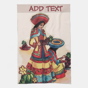 Mexican Women Tile Mural Tea Towel