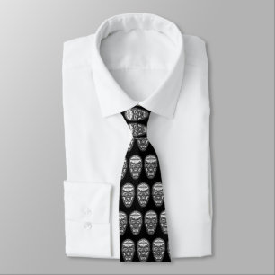 Mexican Wrestling Luchador Black and White Tie