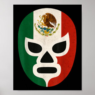 Mexican Wrestling Mask Lucha Libre Flag Aztec  Poster