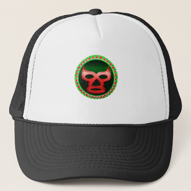 Mexican Wrestling Mask Lucha Libre Trucker Hat (Front)