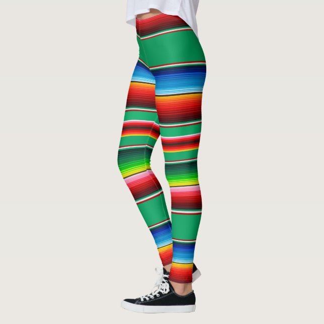 Mexican Zarape Serape Stripe Leggings (Left)