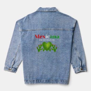 Mexicana De Corazon  - Green Heart Cactus Denim Jacket