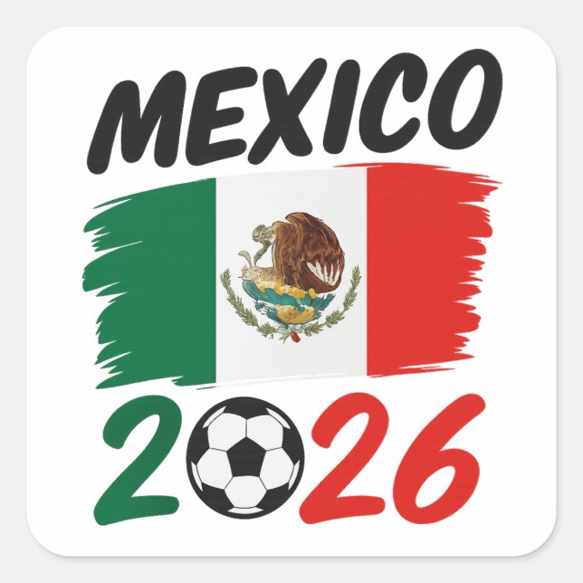 Mexico 2026 Soccer Fan Design with Football Square Sticker (Front)