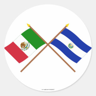 Mexico and El Salvador Crossed Flags Classic Round Sticker