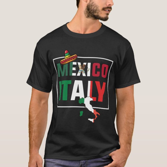 Mexico And Italy Flag T-Shirt (Front)