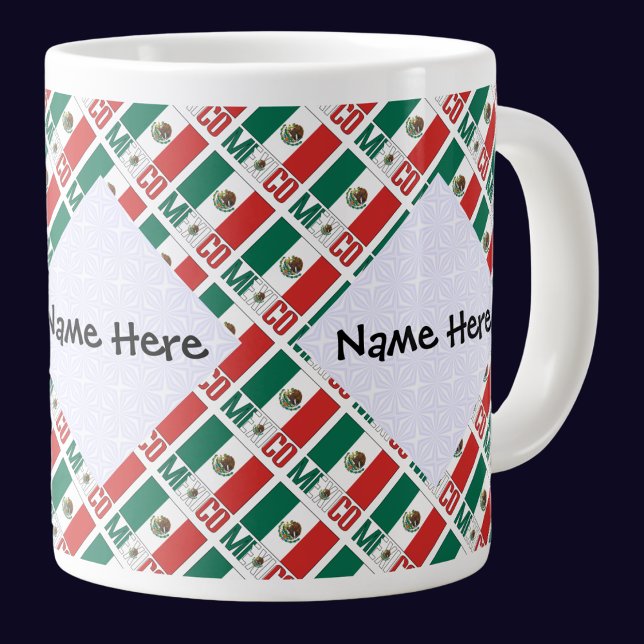 Mexico and Mexican Flag Tiled Personalised  Large Coffee Mug (Creator Uploaded)