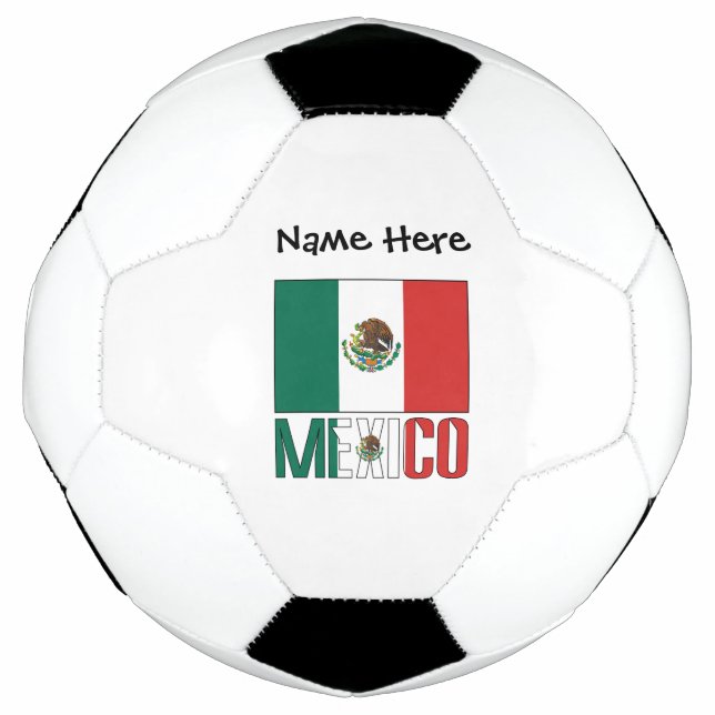 Mexico and Mexican Flag with Your Name Soccer Ball (Front)