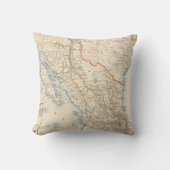Mexico and Texas Map Cushion (Front)