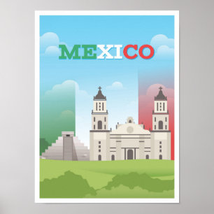 Mexico Art Vintage Travel Illustration Poster