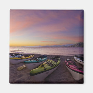 Mexico, Baja, Sea of Cortez. Sea kayaks and Magnet