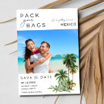 Mexico Beach Destination Photo Wedding Save The Date<br><div class="desc">Our "Pack Your Bags" Mexico Destination Beach Wedding Save the Date with Photo – the perfect way to whisk your loved ones away to the sun-kissed shores of Mexico for a wedding celebration like no other! Infuse excitement and anticipation into your guests with this unique and personalised photo save the...</div>