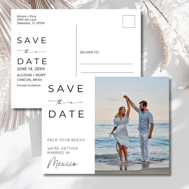Mexico Beach Destination Wedding Save the Date Postcard (Mexico Beach Destination Wedding Save the Date Postcard)