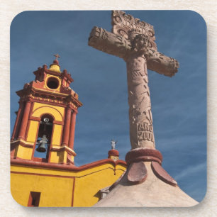 Mexico, Bernal. View of Iglesia de San Sebastian Coaster
