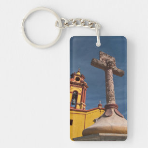 Mexico, Bernal. View of Iglesia de San Sebastian Key Ring