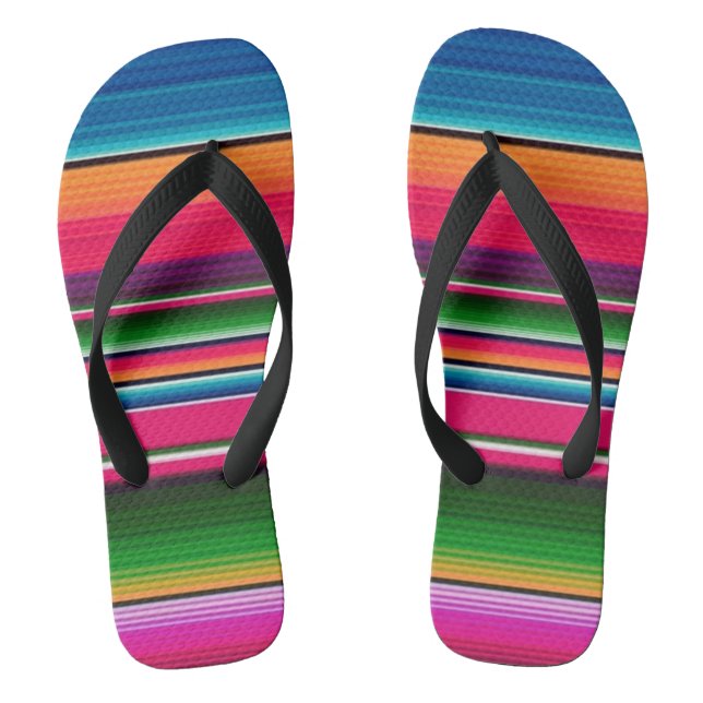 Mexico Blanket Colours Stripes Spanish Colourful Flip Flops (Footbed)