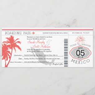 Mexico Boarding Pass Destination Wedding Invitation