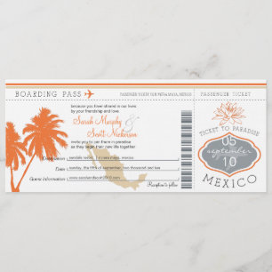 Mexico Boarding Pass Destination Wedding Invitation
