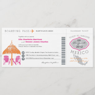 Mexico Boarding Pass Wedding Invitation