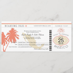 Mexico Boarding Pass Wedding Invitation