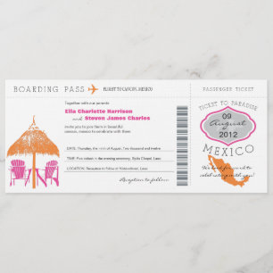 Mexico Boarding Pass Wedding Invitation