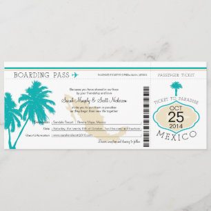 Mexico Boarding Pass Wedding Invitation